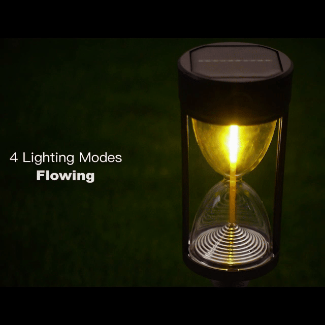 Quntis Hourglass Solar Pathway Lights, Decorative Warm Glow IP65 Waterproof Lighting, Modern Landscape Stakes for Garden and Walkway