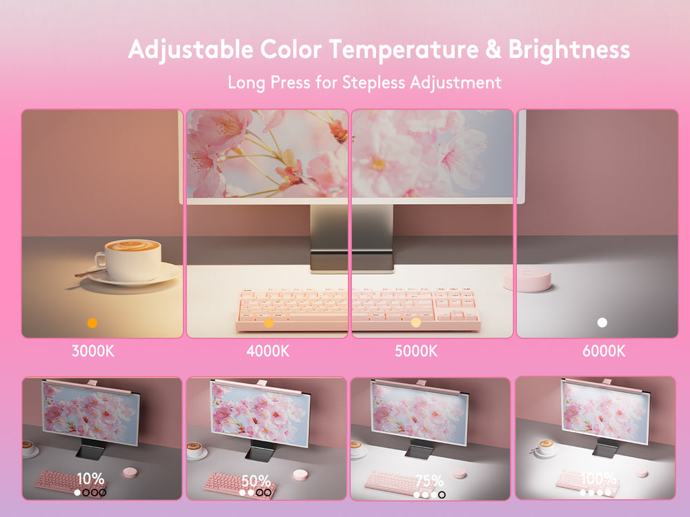 Quntis Monitor Light Bar IM 51 Cm (20.1 Inch) Pink, Wireless Remote Wi