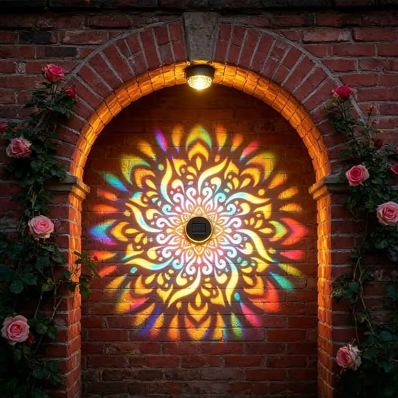 Vibrant Multi-Color Mandala Solar Fence Lights – IP65 Waterproof Sunflower Wall Sconce for Garden Holiday Decor