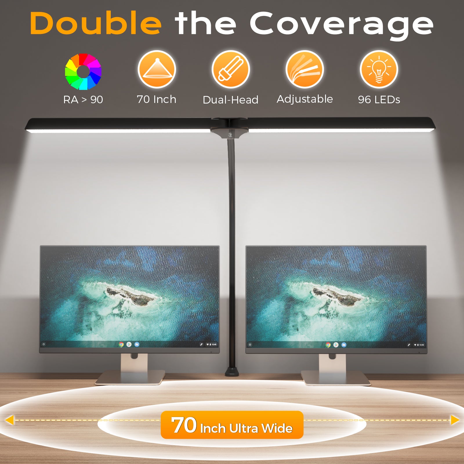 Dual-Head Eye-Caring Desk Lamp, No Blue Light, USB Powered, Dimmable LED Clamp Light for Reading, Study & Office, Soft Light That Won’t Hurt Eyes