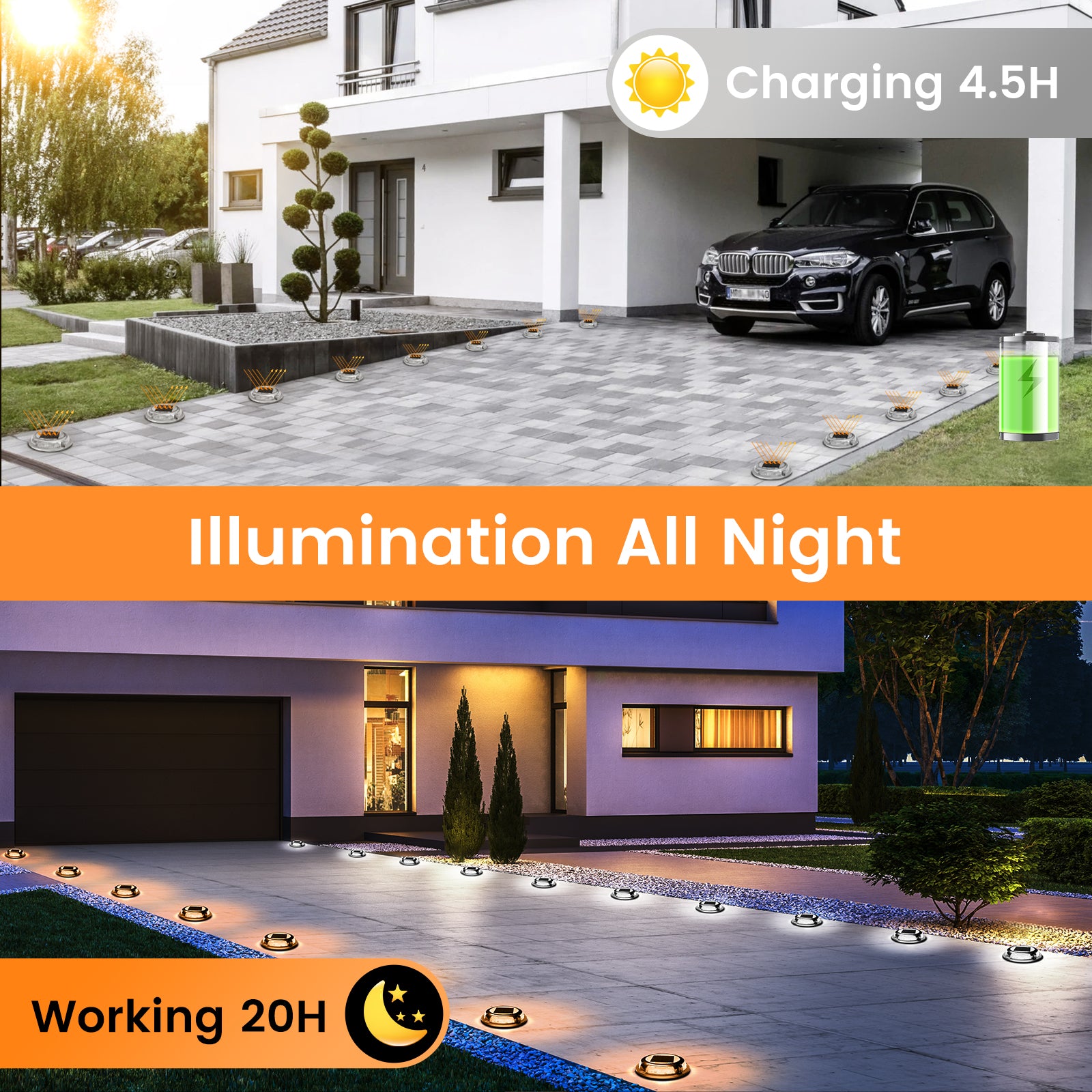 Quntis Lampes Solaires pour Terrasse, Éclairage Extérieur Étanche IP68, Éclairage Solaire Robuste pour Terrasse et Allée