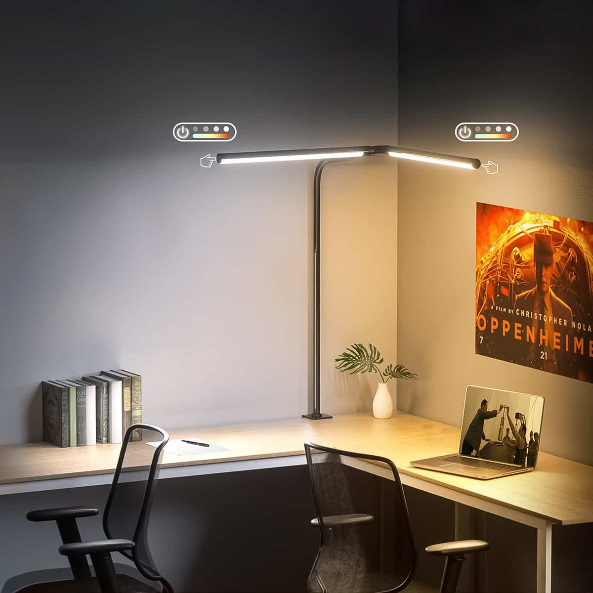LED ScreenLinear Desk Fold,Double Head LED Tall Desk Lamp for Home Off