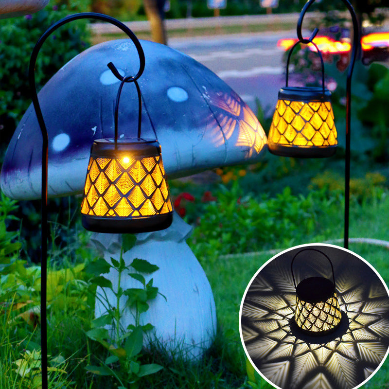 IP55 New European Style Solar Garden Lantern ¨C Hollow Iron Outdoor Yard & Patio Decor Light
