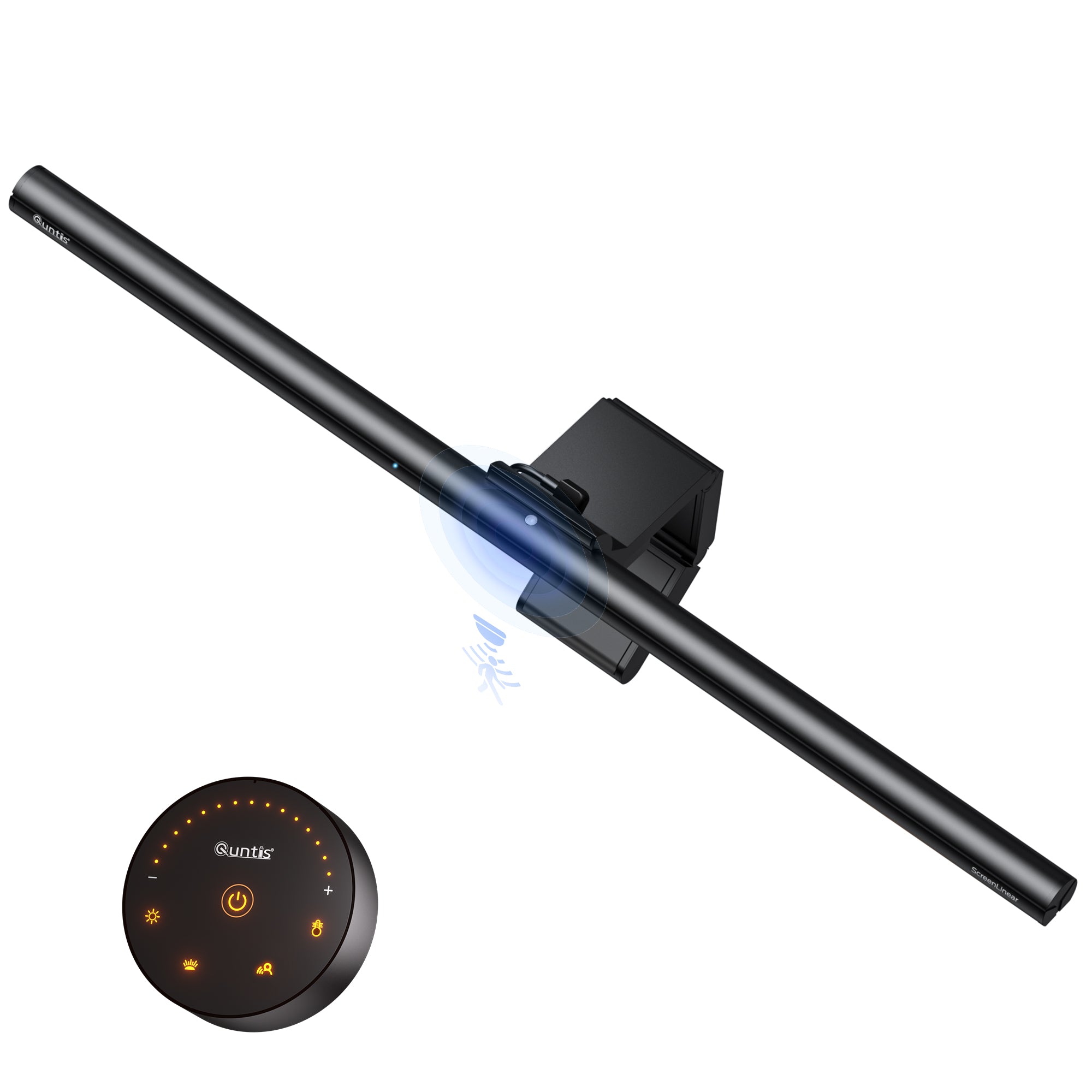 Quntis ScreenLinear Radar Pro+ Monitor Light Bar with Remote – 20.1" Asymmetric LED Screen Light, Motion Sensor, Remote Touch Control, High-CRI Eye-Care Illumination, Stepless Dimming, Grey
