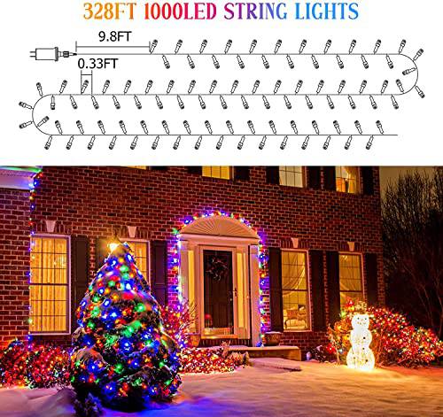 Multicolor String Lights Diamond Style Xmas Tree Lights 8 Modes, 328FT 1000 LED - quntis-service
