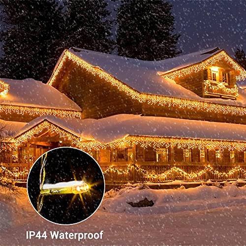 Waterproof Connectable Icicle Lights,Warm White,32.8FT 400 LED - quntis-service