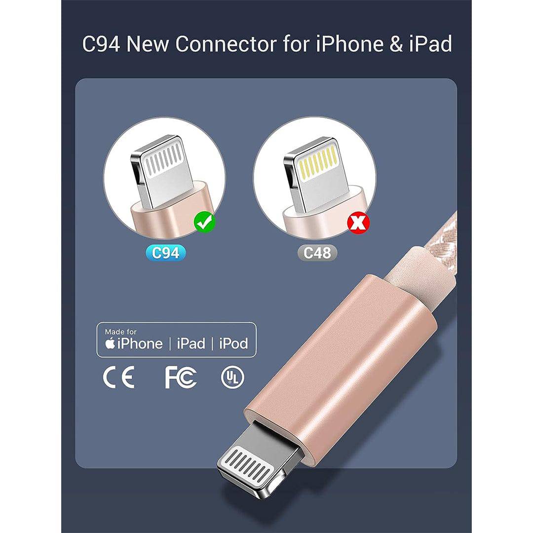 10ft/6ft/3ft 3Pack USB C to Lightning Nylon Cable (Gold) - quntis-service