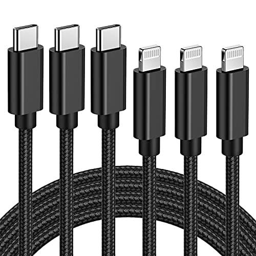 USB C to Lightning Cable MFi Certified, 3 Pack 6.6ft iPhone Nylon Charging Cable - quntis-service