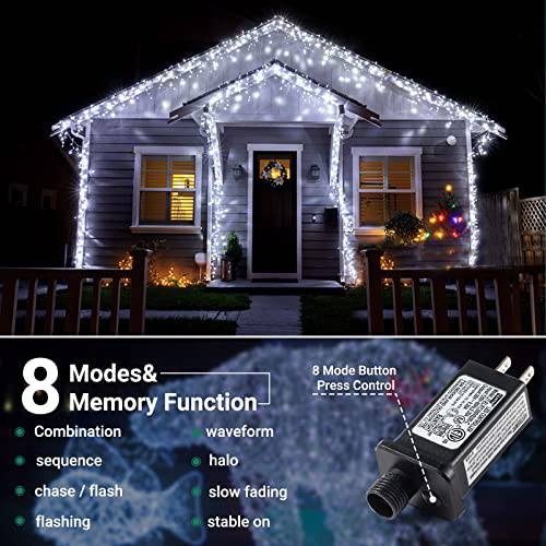 Christmas Cluster Outdoor White Tree Lights 8 Mode Plug in (2 SIZE) - quntis-service