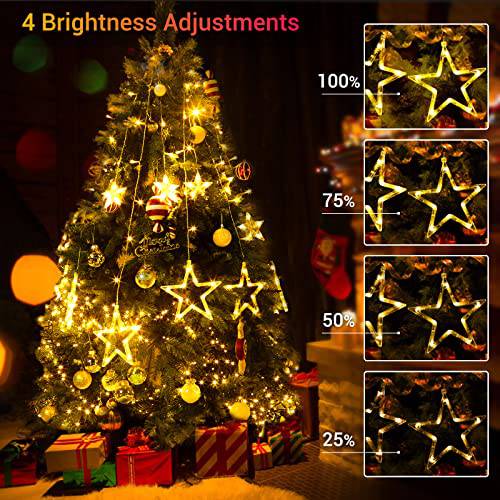 138 LED 12 Star Multicolor Christmas Star Curtain Lights - quntis-service
