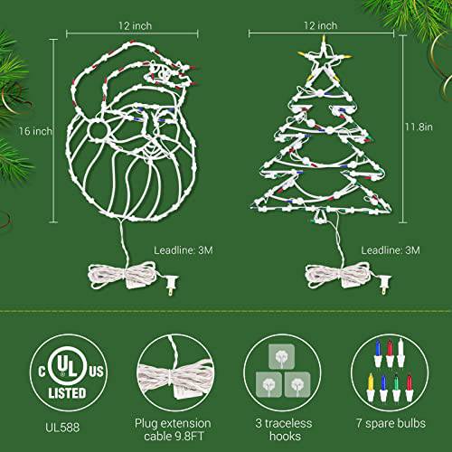 Santa Claus and Christmas Tree Tungsten Showcase Lights,Pack of 3 - quntis-service