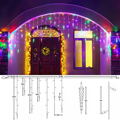 32.8ft 400 LED 80 Drops Icicle String Icicle Lights, 11 Modes (Multicolor to Cool White) - quntis-service
