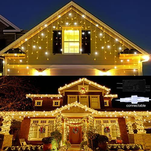 Magical 32.8FT Warm White Icicle Lights - 320 LED with 60 Cool White Flashing LED Beads - quntis-service