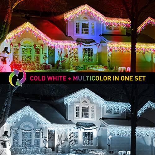 32.8ft 400 LED 80 Drops Icicle String Icicle Lights, 11 Modes (Multicolor to Cool White) - quntis-service