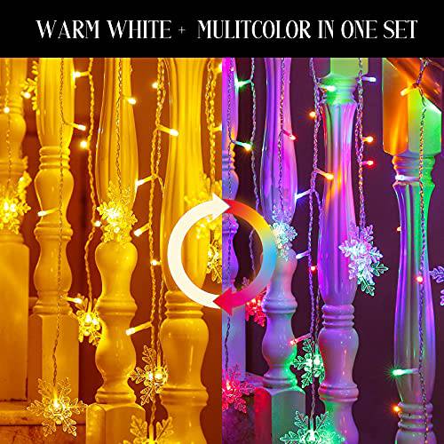 32.8 FT 400LED Icicle Christmas Lights, Plug in 80 Snowflake Fairy Lights - quntis-service