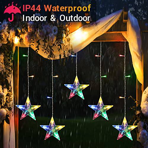 Star Window Lights, Battery Operated 36LED 5 Stars Christmas Curtain Lights, Multicolor - quntis-service