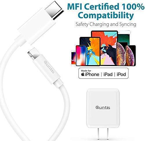 6FT C to Lightning Cable 20W USB C PD with Wall Charger Plug - quntis-service
