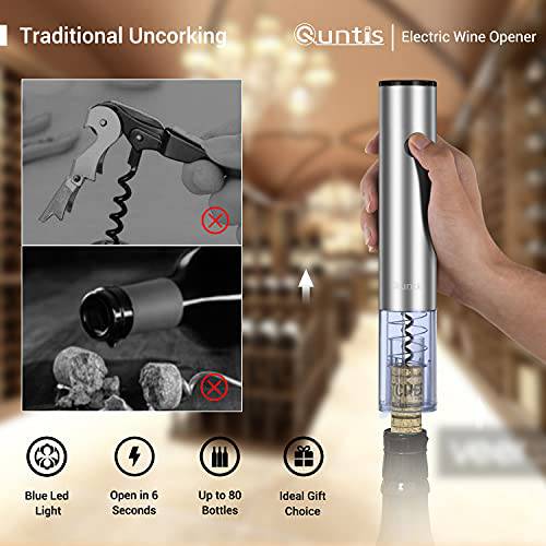 UpgradedQuntis Electric Corkscrew Wine Bottle Opener Rechargeable