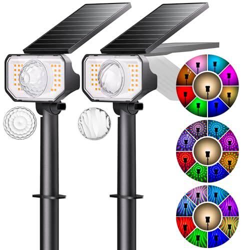 2-Pack Outdoor Color Changing Solar Spotlights, 8 Colors 25 Modes - quntis-service