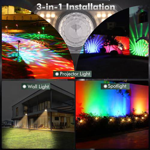 2-Pack Outdoor Color Changing Solar Spotlights, 8 Colors 25 Modes - quntis-service