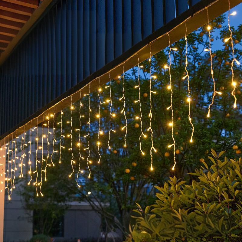 Quntis 400 LED 32FT Rideaux Lumineux – 80 Gouttes de Glace & Boule en Cristal, 2 Modes pour Décorations de Fête & de Noël