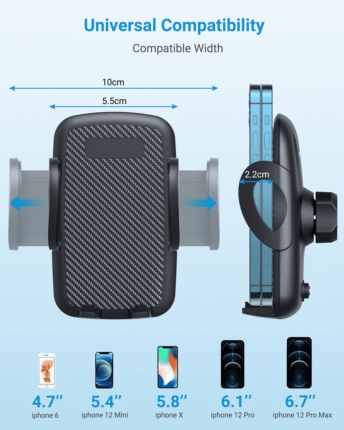 Areker Car Mobile Phone Car Holder Universal Air Vent Car Holder 360 Degree Rotation 2-level Adjustable Car Cradle Mount iPhone X 8 7 7 Plus 6s SE Samsung S8 Plus S7 HTC Huawei and More