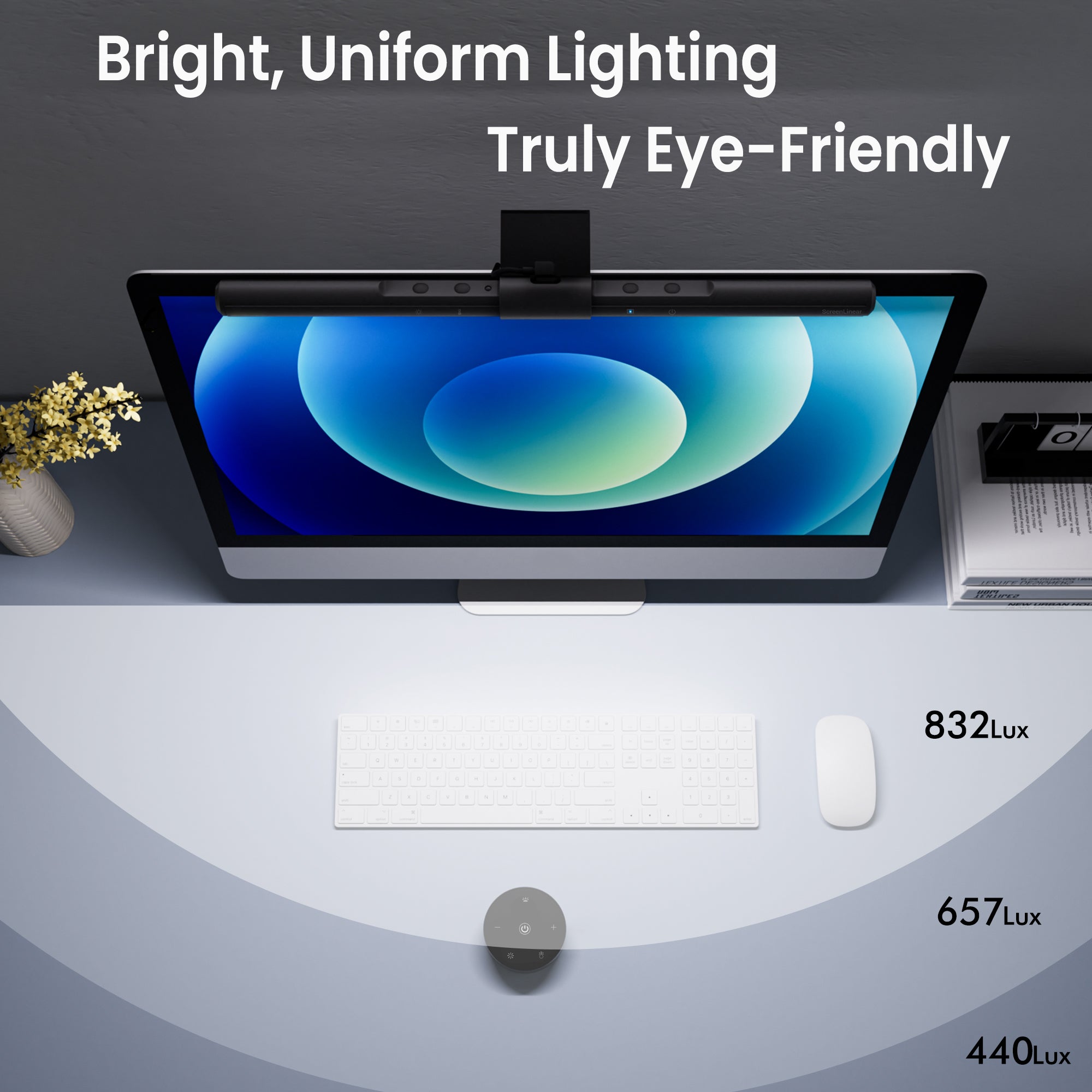 LumeEase Computer Monitor Lamp, Screen Monitor Light Bar for Eye Caring, USB Reading LED Task Lamp with Auto-Dimming, Dimmable Light Bar, Touch Control, No Glare Space Saving Home Office Desk Lamps