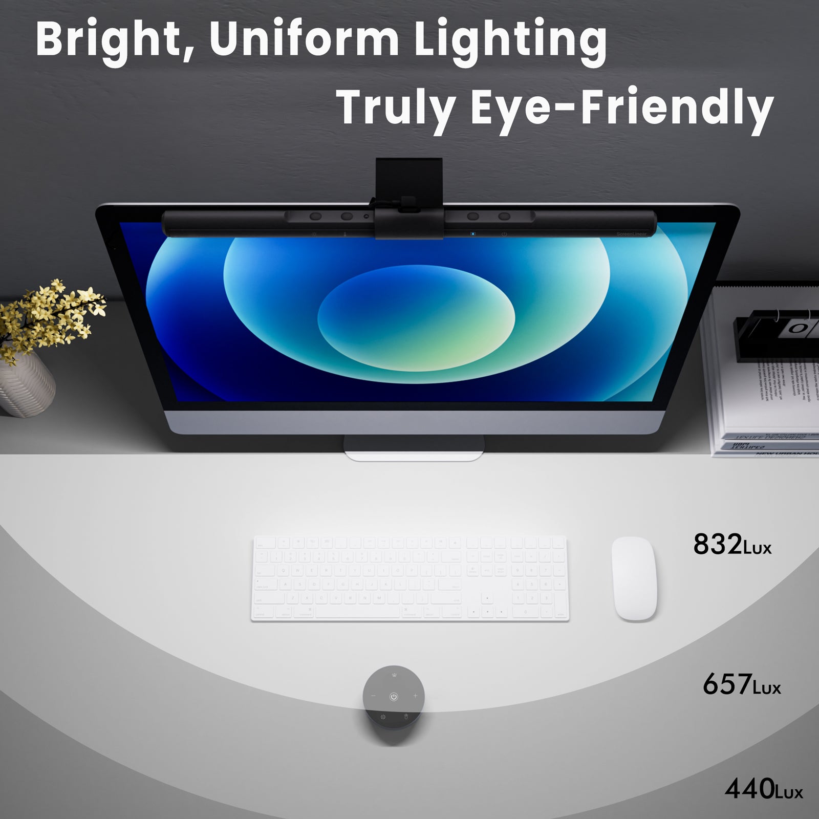 LumeEase Computer Monitor Lamp, Screen Monitor Light Bar for Eye Caring, USB Reading LED Task Lamp with Auto-Dimming, Dimmable Light Bar, Touch Control, No Glare Space Saving Home Office Desk Lamps