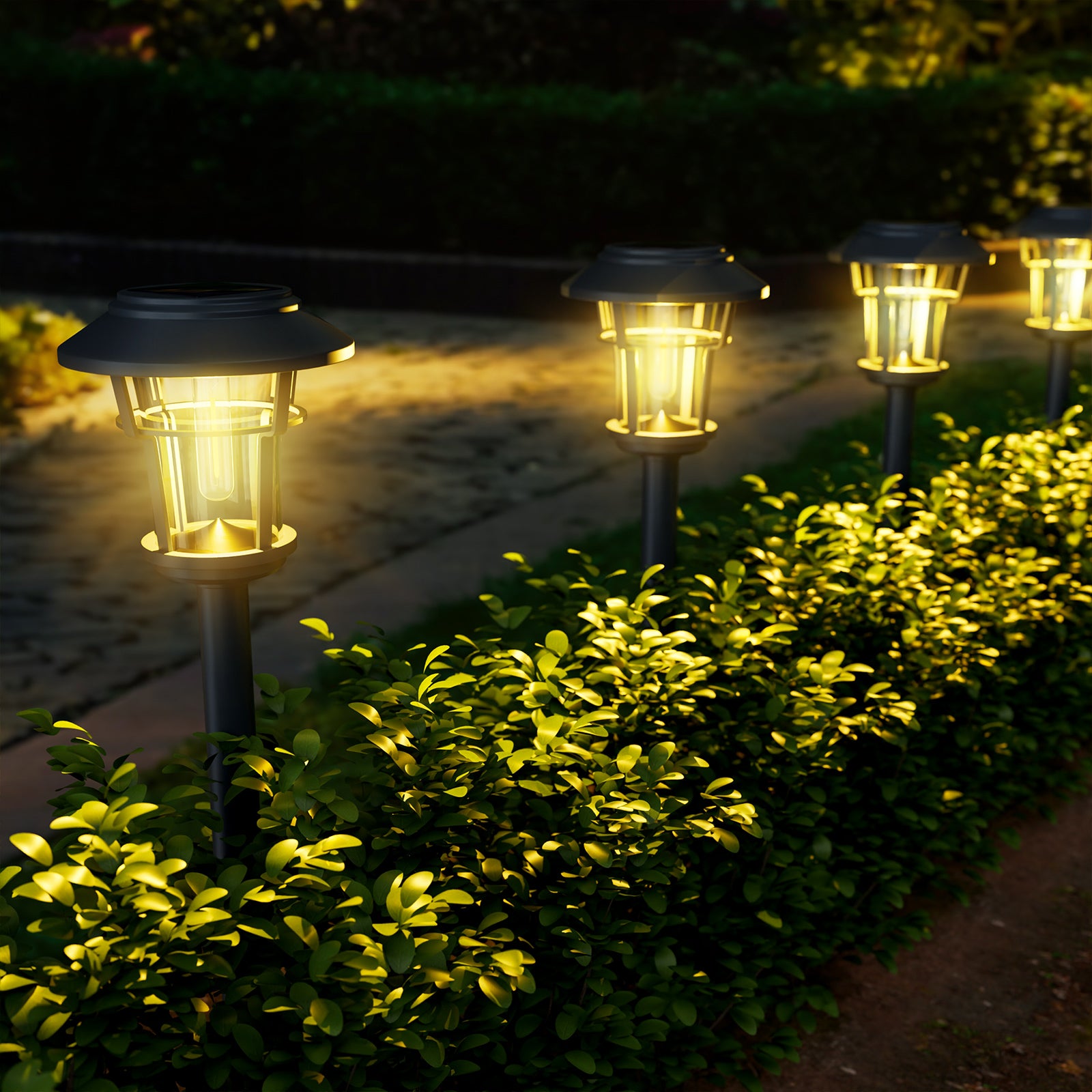 Outdoor Solar Stake Light – Warm White LED, IP65 Waterproof, Clear Glass & Aluminum Housing