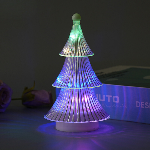Luce notturna di Natale a 3 livelli ¨C Torre di cristallo a diamante, alimentata a batteria, decorazione per camera da letto e festività