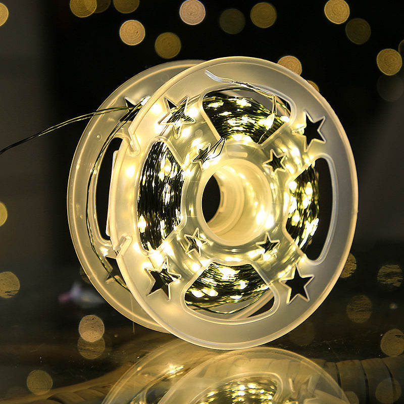 Quntis Luzes de Natal em Fio de Cobre com Estrelas Brilhantes IP44 com Controlo Remoto ¨C Luzes LED Plug-In de 8 Funções para Decoração de Natal e Verde