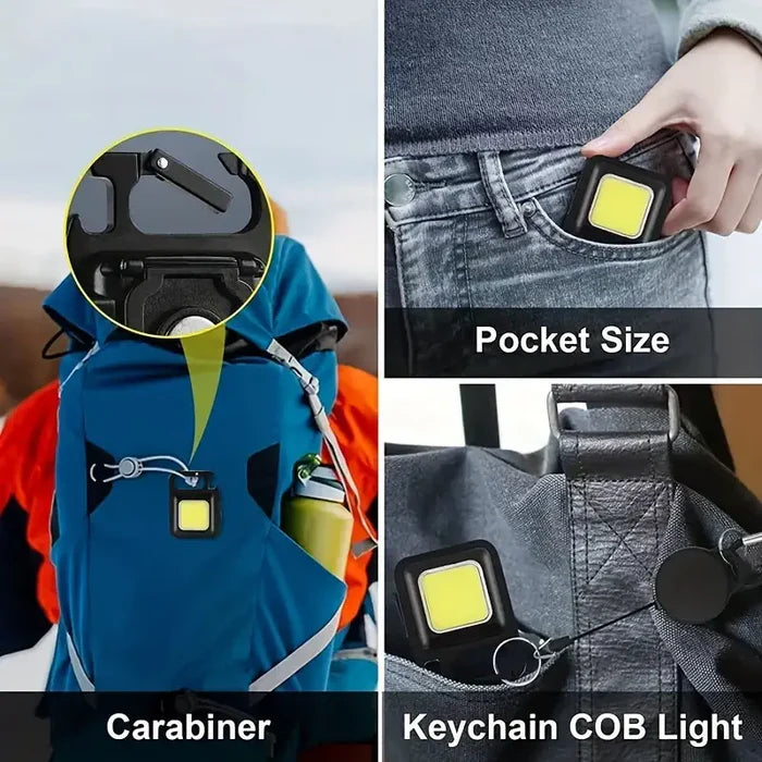 Prime Day Sale LED Mini Flashlight Portable 500LM Pocket Light USB key Chain Light Highlight COB, 4 light modes, folding stand bottle opener and magnet Fishing Walk Camping
