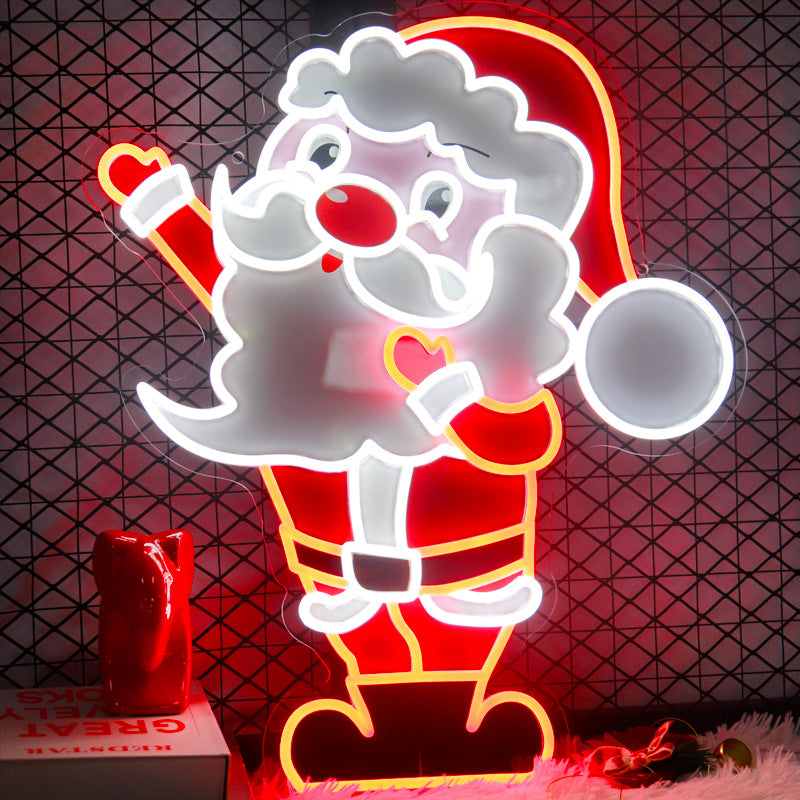 Regali di Natale: Ideali luci natalizie al neon di Babbo Natale, decorazione LED festiva multicolore per casa e vetrina, perfette per attirare l'attenzione nei negozi e migliorare l'atmosfera natalizia, un ottimo regalo per bambini e persone care.