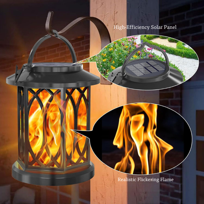 3-in-1 Solar Flame Lantern – Outdoor Hanging,Ground Stake & Camping Light,Waterproof Flickering Torch for Garden, Patio, Pathway