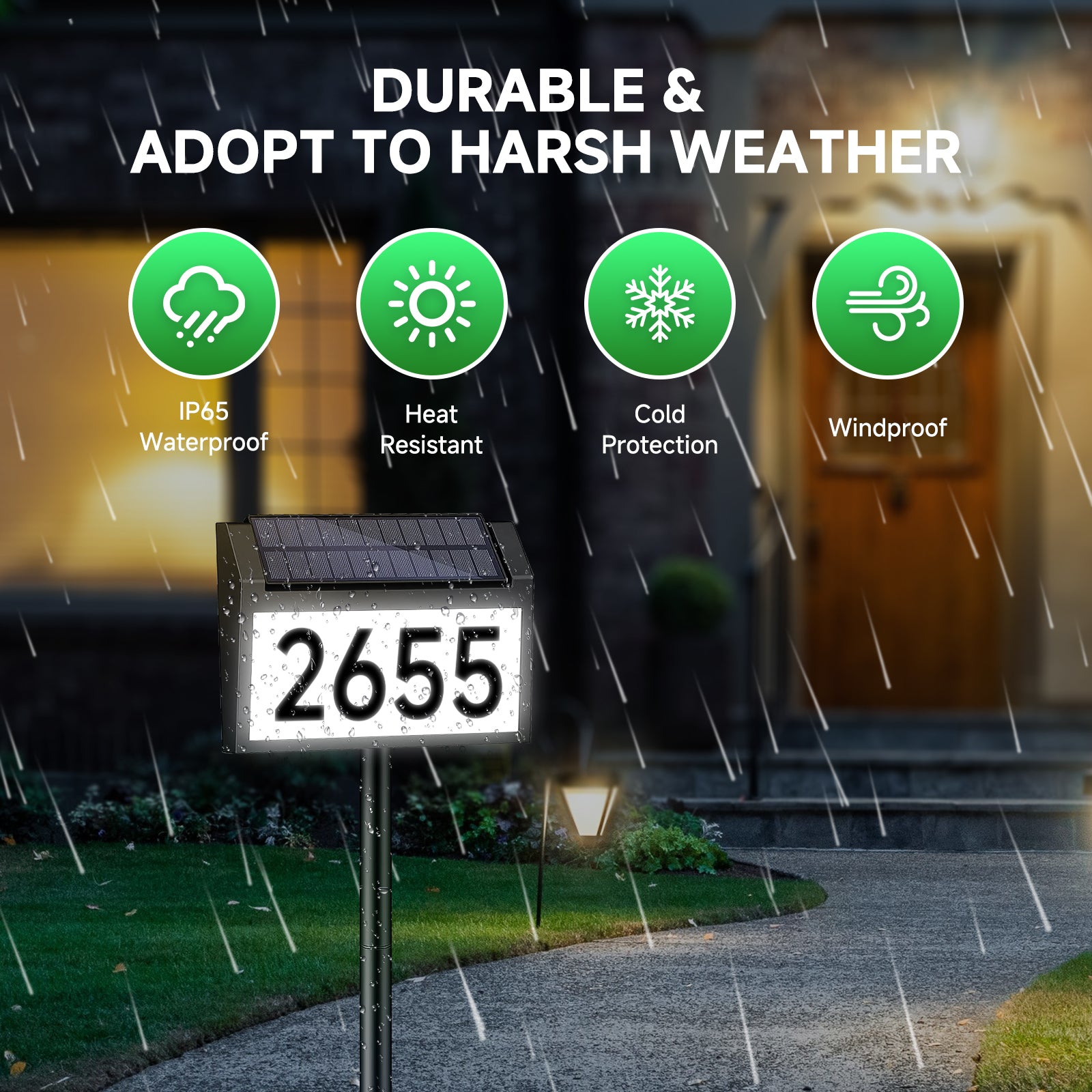 Solar address numbers with light, solar House Numbers, Solar Powered Address Sign Waterproof