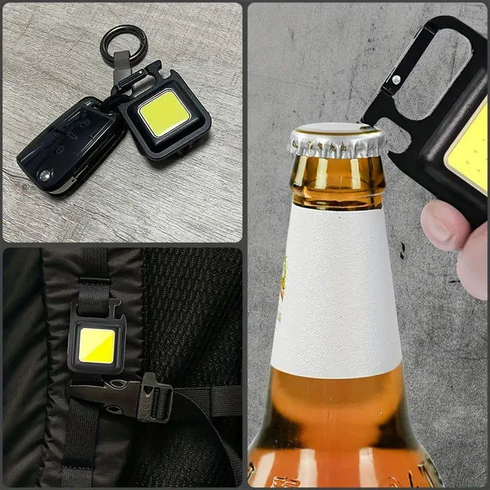 Prime Day Sale LED Mini Flashlight Portable 500LM Pocket Light USB key Chain Light Highlight COB, 4 light modes, folding stand bottle opener and magnet Fishing Walk Camping