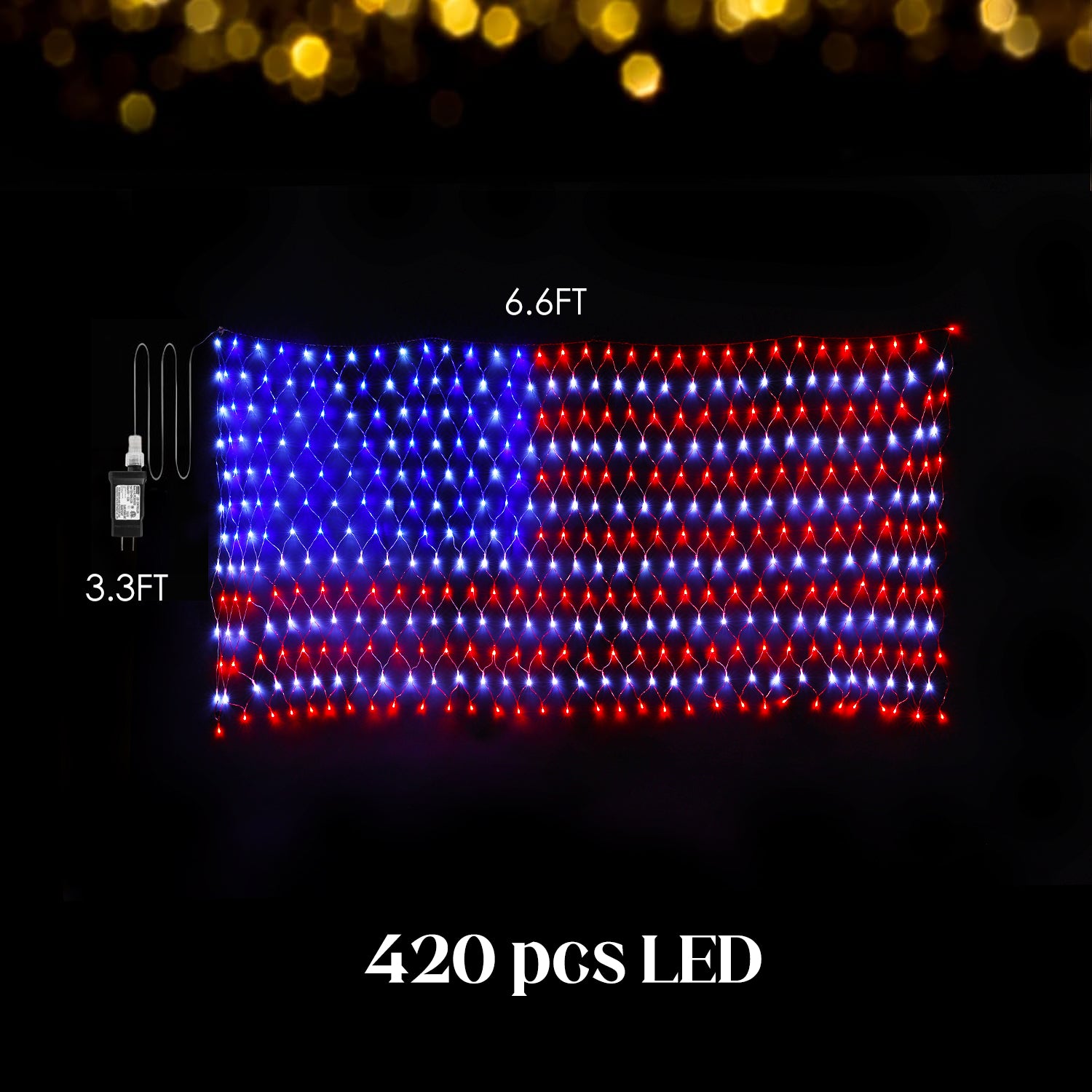 أضواء علم أمريكا LED المقاومة للماء - مثالية ليوم 4 يوليو، يوم الذكرى، يوم الاستقلال، عيد الميلاد، الحدائق، الساحات، وزينة العطلات