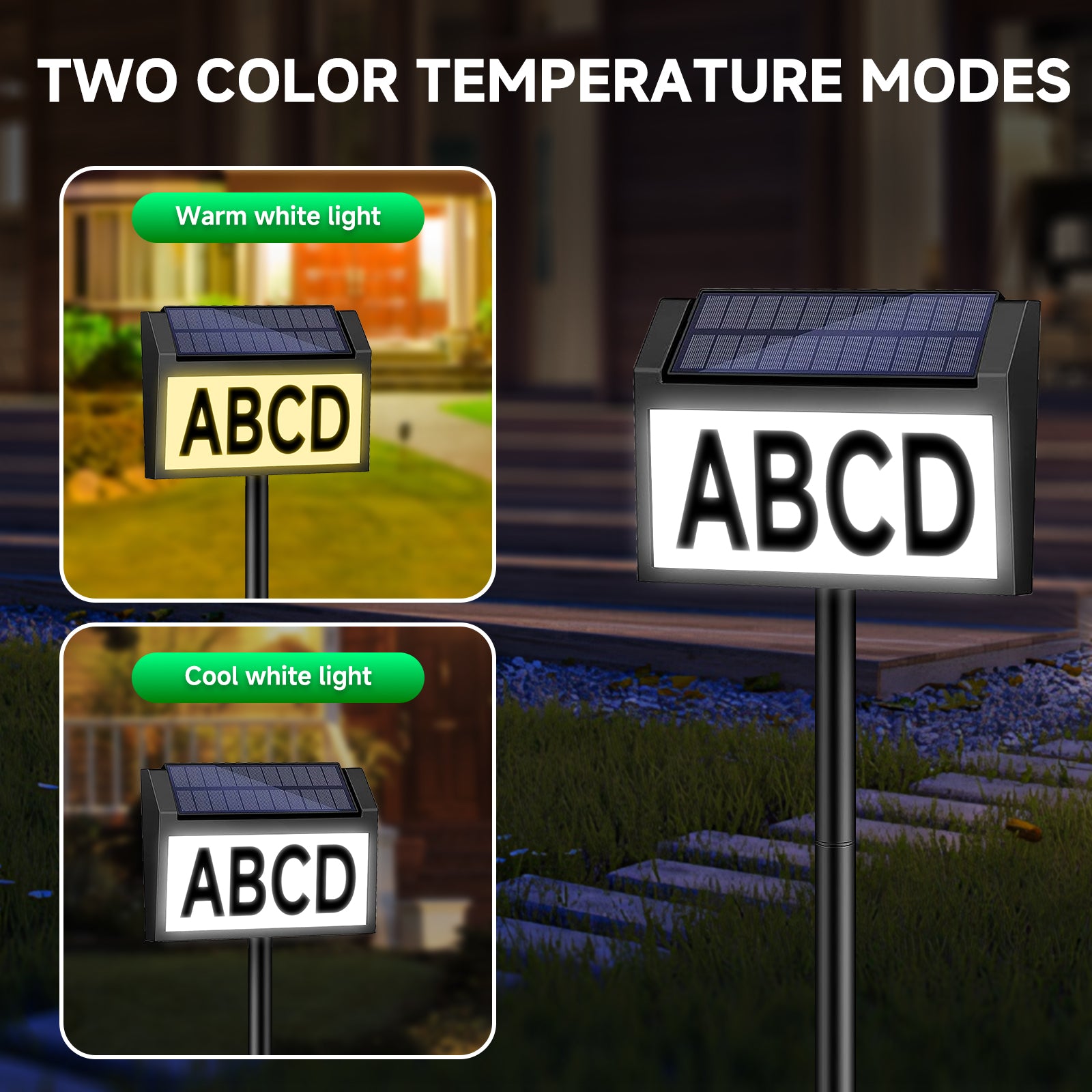 Solar address numbers with light, solar House Numbers, Solar Powered Address Sign Waterproof