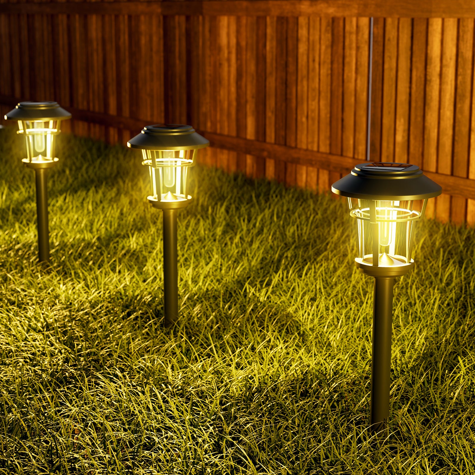 Outdoor Solar Stake Light – Warm White LED, IP65 Waterproof, Clear Glass & Aluminum Housing