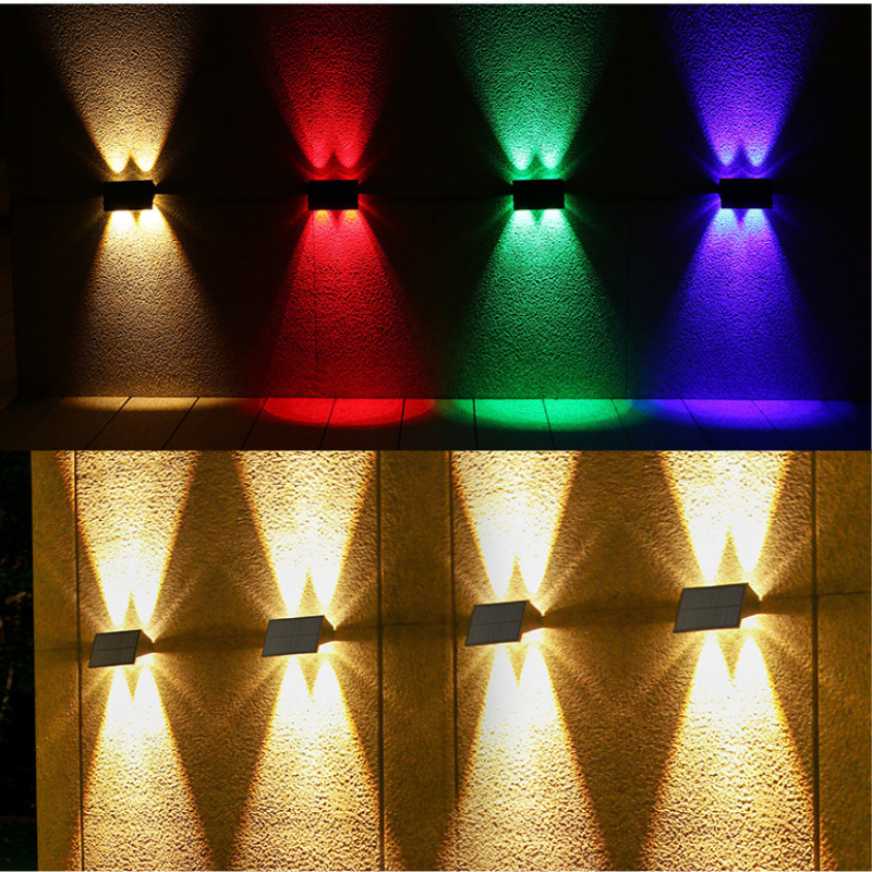Solar Fence Lights,  Solar Powered Warm White & RGB, Up & Down Solar Wall Lights