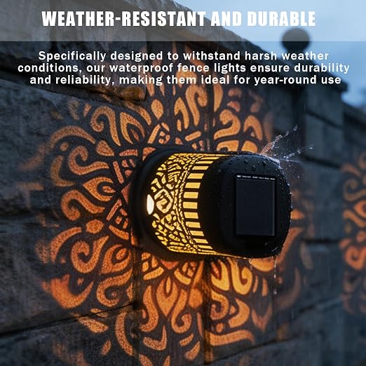 Mandala Solar Fence Lights – IP65 Waterproof Warm White Sunflower Wall Lamp for Outdoor Garden Landscape