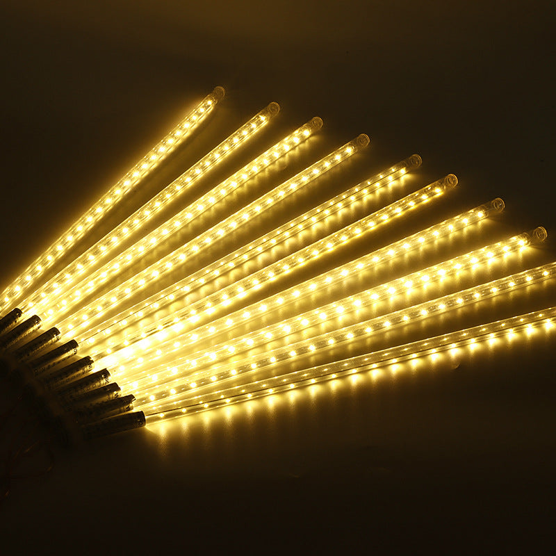 Quntis 3M 1-Tube LED Meteor Shower Lights, Warm White Waterproof Falling Rain Lights for Outdoor Christmas Décor
