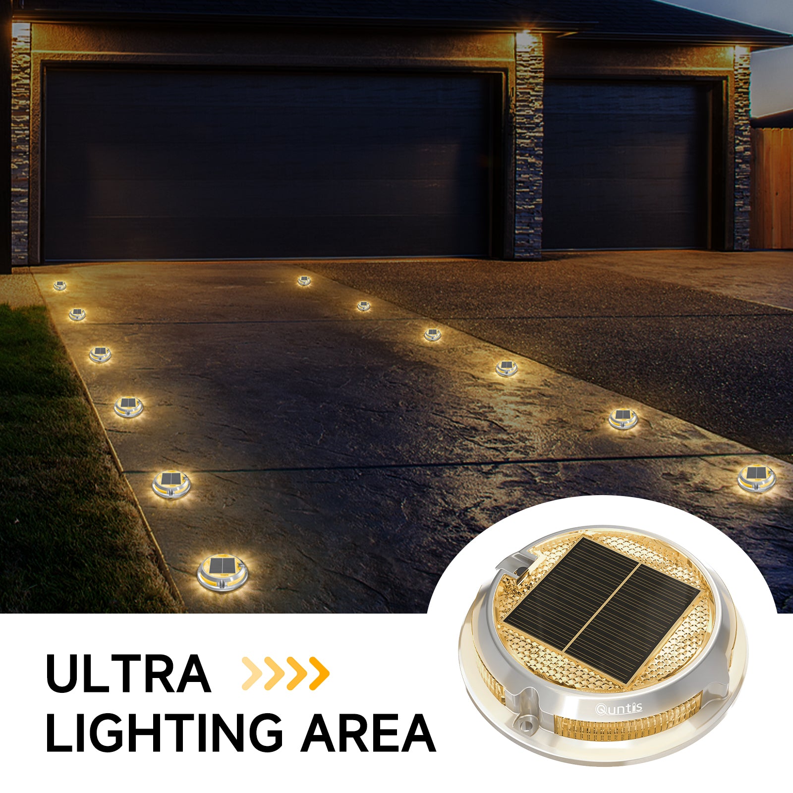 Quntis RGB Solar Deck Lights for Christmas, 11 Lighting Modes Solar Driveway Lights Outdoor Waterproof IP68, Solar Step Lights for Outside, Deck Lights Solar Powered for Stair Pathway Walkway 4 Pack