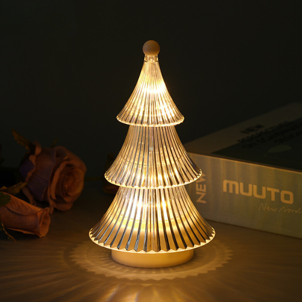 Luce notturna di Natale a 3 livelli ¨C Torre di cristallo a diamante, alimentata a batteria, decorazione per camera da letto e festività