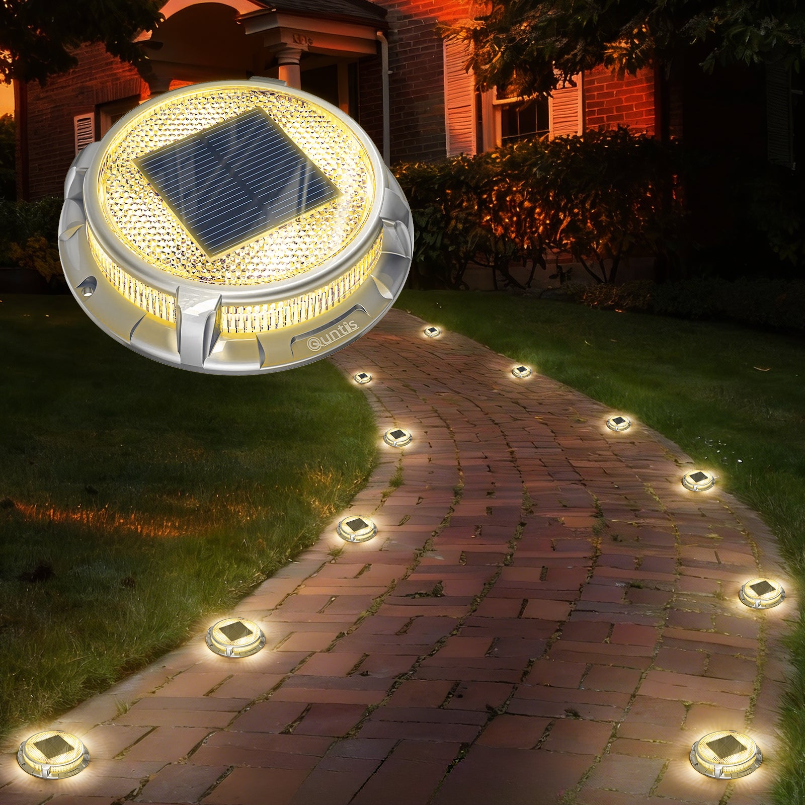 4 pcs Solar Deck Lights – 3 Colors in 1, IP68 Waterproof & Wide Glow