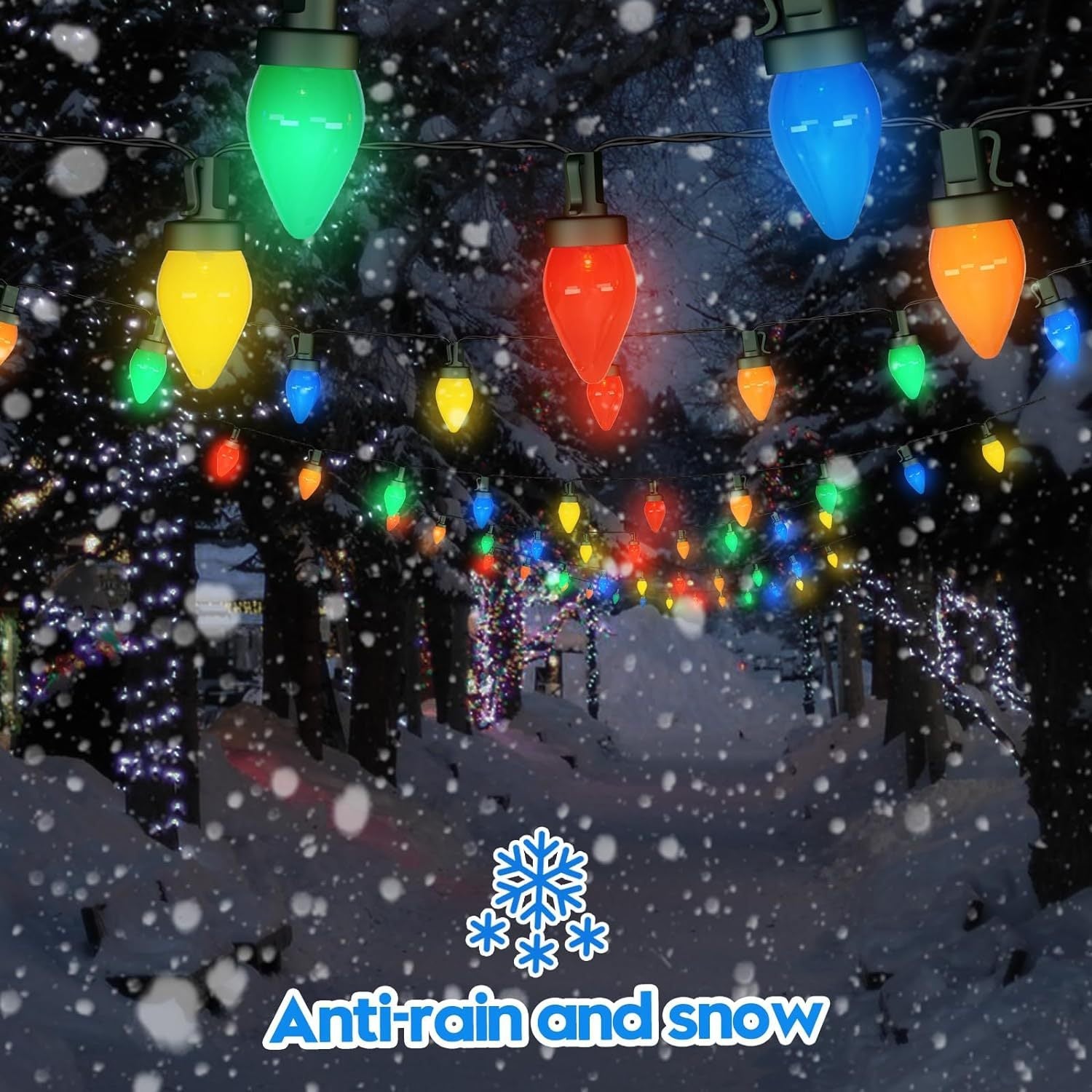 Quntis Novas Luzes de Cordão Solar 8 Modelos – Luzes de Bulbo de Morango à Prova de Água para Jardim Exterior, Pátio e Decoração de Natal, Perfeitas para Acampamentos e Ambiente de Férias