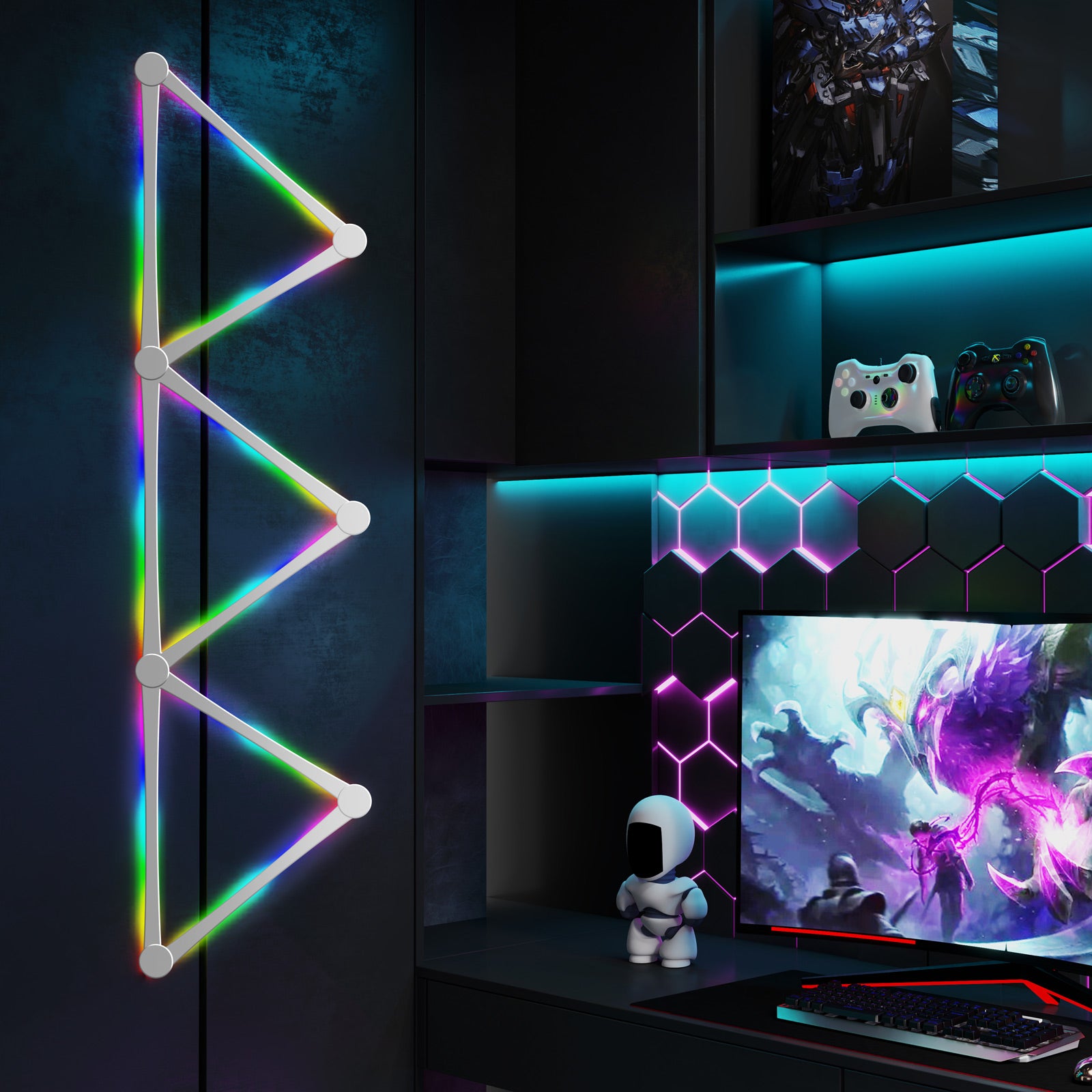 Luzes de Parede Glide, Luzes LED RGBIC, Luzes de Jogo Inteligentes Barra de Luz RGB, Luzes LED de Parede para Quarto