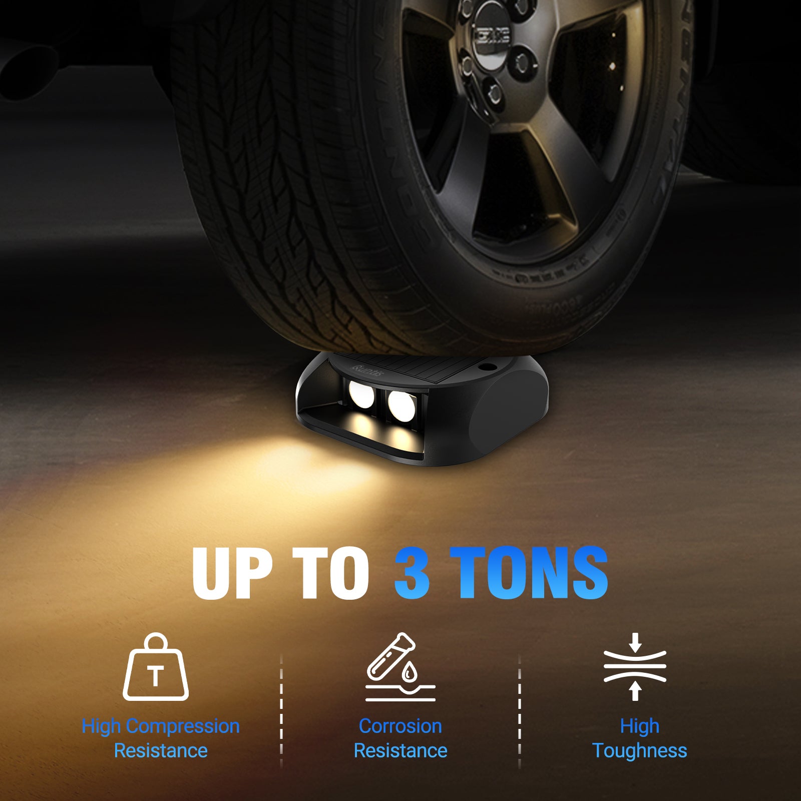 Quntis Solar Deck Lights, IP65 Waterproof Warm White Dusk to Dawn Outdoor Ground Lights for Deck, Step & Pathway