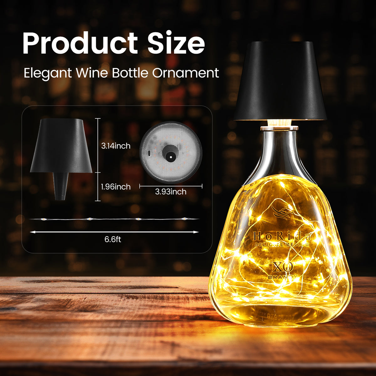Quntis Cordless Bottle Lamp, Rechargeable LED Wine Bottle Light, Touch Bottle Table Lamp with 2M 4 LED Copper Wire, 3 Color Temperatures Dimming Dining Bar Light for Bedrooms Restaurants Bars