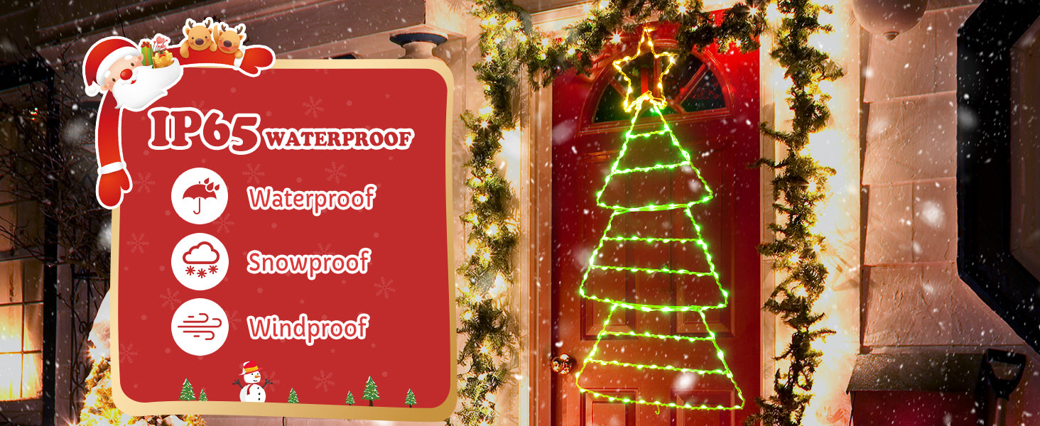 Quntis デュアルカラークリスマスツリーウィンドウライト – 8モード